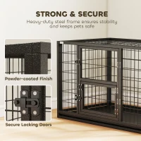 PawHut 37 Inch Heavy Duty Dog Crate, Large Metal Dog Kennel with Removable Tray, 3 Doors and Secure Lock(m-4)