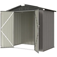 Outsunny 6.5' x 4'  Outdoor Storage Shed, Metal Garden Shed with Lockable Double Doors, 4 Vents, Light Grey(m-2)