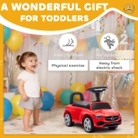 Qaba Mercedes-Benz C-Class Licensed Kids Ride On Car, Foot-to-Floor Toy with Anti-Tip Design, Horn & Start Sound, Red(m-8)