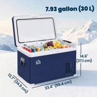 HOMCOM Dual Zone Car Fridge, 32 Quart Portable Fridge, 12/24V DC and 100V-240V AC, for Campervan RV Boat Travel Use, -4℉-68℉(m-3)