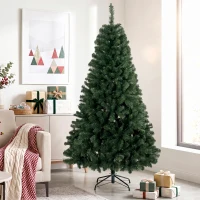 HOMCOM 6 ft Artificial Christmas Tree, Norway Spruce Tree, Hinged Xmas Tree with Metal Stand(m-10)