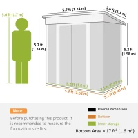 Outsunny 6' x 4' Outdoor Storage Shed, Metal Garden Shed with Lockable Sliding Doors and Vents, Grey(m-3)
