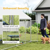 PawHut Heavy Duty Galvanized Steel Outdoor Dog Kennel with Waterproof Roof, Safety Lockable Latch System, 9.2' x 7.5' x 7.2'(m-6)