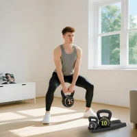Soozier Three-Piece Kettlebell Set Weights with Storage Stand for Home Gym Weight Lifting Training, 5lbs, 10lbs, 15lbs (2.2kg, 4.5kg, 6.8kg)(m-7)