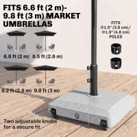 Outsunny 66 lb Heavy Duty Patio Umbrella Stand Filled Umbrella Holder Market Umbrella Base for Outdoor Garden Backyard Light Grey(m-5)