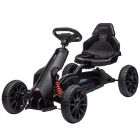 Aosom Kids Pedal Go Kart W/ Adjustable Seat, Swing Axle, Black(m-1)