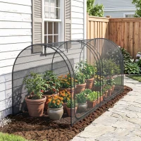 Outsunny 8' x 4' Crop Cage, Plant Protection Tent with Two Zippered Doors, Steel Frame, Storage Bag and 4 Ground Stakes, for Garden, Yard, Lawn, Black(m-9)