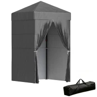Outsunny 4 x 4 ft Compact Pop Up Canopy Tent, UPF 50+ Changing Room, Portable Instant Privacy Canopy with Mesh Window, Dark Grey(m-9)