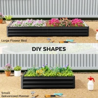 Outsunny 95" x 36" x 12" Galvanized Raised Garden Bed, Metal Elevated Planter Box for Growing Flowers, Herbs, Succulents, Black(m-5)