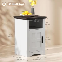 HOMCOM Set of 2 Side Tables with Barn Door and Open Shelf, Farmhouse End Tables with Cabinet, Nightstands for Living Room(m-3)