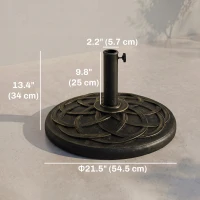 Outsunny 42 lbs Resin Round Market Umbrella Base Holder 22" Decorative Parasol Stand for Patio, Outdoor, Backyard, Bronze(m-3)