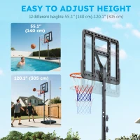 Soozier Basketball Hoop Outdoor, 4.6-10ft Portable Basketball Goal with Wheels and 43" Backboard, for Teenagers Youth Adults(m-4)
