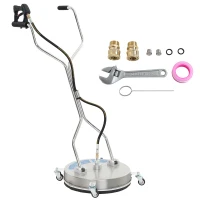Outsunny 18" Pressure Washer Surface Cleaner with 4 Wheels, Stainless Steel Power Washer Surface Cleaner with 1/4" Quick Connector, 2 Handles, 3600 PSI, Silver(m-9)