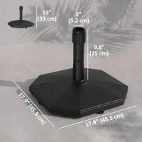 Outsunny 48lbs Concrete Square Patio Umbrella Base Weight, Outdoor Umbrella Stand Holder for Lawn, Deck, Backyard, Garden, Black(m-3)