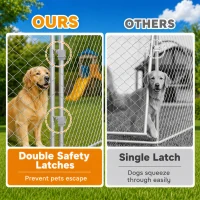 PawHut Heavy Duty Outdoor Dog Kennel with Waterproof Roof, Secure Latch, Chain Link Dog Run for Backyard, 19.7' x 19.7' x 8.9'(m-6)