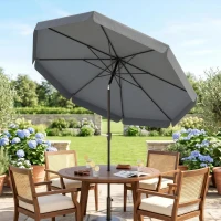 Outsunny 8.5 ft Outdoor Market Table Umbrella, Round Patio Umbrella with Tilt and Crank for Garden, Backyard, Deck, Dark Grey(m-1)