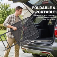 Outsunny 27.5" Square Outdoor Patio Table, Outdoor Folding Table with Grid Rattan-Like Top for Camping, Picnic, Black(m-5)