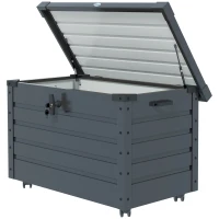 Outsunny 78 Gallon Garden Storage Box, Waterproof Outdoor Storage Container with Wheels and Handles, Dark Grey(m-2)