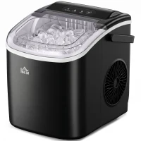 HOMCOM Portable Ice Maker Countertop with Handle, Self Cleaning Ice Maker Machine with Scoop and Basket, 26lbs/24Hrs, Black(m-2)