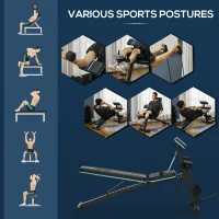 Soozier Foldable Press Bench Adjustable Dumbbell, Weight Training Bench Exercises Gym Chair, Black & Blue(m-6)