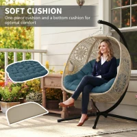 Outsunny Hanging Egg Chair with Stand, Foldable Basket Swing Chair with Removable Washable Cushion, Dark Grey(m-6)