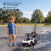 Aosom 3 in 1 Ride on Push Car for Toddlers, Licensed Kids Sliding Car with Safety Protection Footrest Horn, White(m-3)