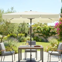 Outsunny 6.5x4ft Rectangle Patio Umbrella Aluminum Tilt Adjustable Garden Parasol  Sun Shade Outdoor Canopy Cream White(m-8)