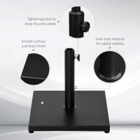 Outsunny 40 lbs Steel Square Umbrella Base Stand w/ Adjustable Knob Parasol Stand Garden Patio Outdoor Home, Black(m-5)
