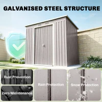Outsunny 7' x 4' Galvanised Steel Garden Shed, with Foundation Kit - Grey(m-4)