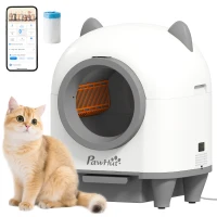 PawHut Automatic Cat Litter Box with App Control, Odor Isolation, Safety Protection, Anti-Pinch, 1 Roll Garbage Bag(m-9)