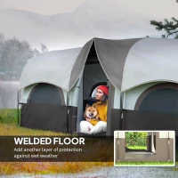 Outsunny 4 Person Camping Tent, 3 Room Cabin Tent, 3000mm Waterproof and UPF30+ with Sewn in Groundsheet and Carry Bag, Khaki(m-6)