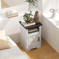 HOMCOM Set of 2 Side Tables with Barn Door and Open Shelf, Farmhouse End Tables with Cabinet, Nightstands for Living Room(m-6)