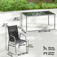 Outsunny 7 Piece Garden Dining Set, Garden Furniture Set with Rectangle Table and 6 Stackable Chairs(m-3)