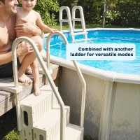 Outsunny Swimming Pool Ladder Adjustable for Above Ground Pools w/ Non-Slip Steps & Dual Handrails 4-Step Cream White(m-6)