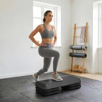 Soozier Adjustable Aerobic Stepper, 3-Level with Risers 4", 6", 8" Exercise Step Platform for Home Gym Fitness Workout, 330lbs Weight Capacity, Grey(m-1)