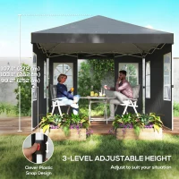 Outsunny 9.6 x 9.6 ft Pop Up Canopy Tent with 4 Sidewalls, UPF 50+ 1-Button Push Easy Setup Outdoor Instant Canopy, Dark Grey(m-7)