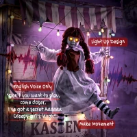 HOMCOM Halloween Animated Hanging Creepy Girl on Swing Decoration, Light-Up Eyes, Sound and Touch Activated(m-6)