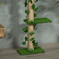 PawHut 4-Tier Floor to Ceiling Cat Tree, Height(80-95Inches)Adjustable, Tall Cat Tower w/ Anti-Slip Kit, Leaves, Multi-Layer Activity Centre w/ Scratching Post(m-10)