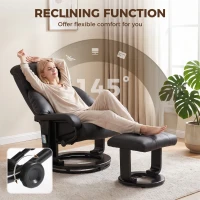 HOMCOM Massage Recliner Chair with Ottoman, 360° Swivel Recliner and Footstool, 10-Point Vibration, Black(m-5)