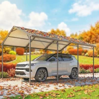 Outsunny 10 x 15ft Metal Carport, Heavy-Duty Carport Canopy with Reinforced Steel Frame & Roof, All-Weather Protection(m-9)