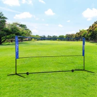 Soozier 10ft Badminton Net, Height Adjustable Outdoor Sports Net with Carry Bag, for Tennis, Pickleball and Volleyball, Blue(m-1)