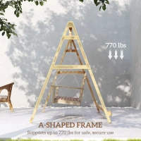 Outsunny 770lbs Porch Swing Frame, Heavy Duty A-Frame Hanging Chair Stand Only with Reinforced Bars for Porch, Garden, Backyard(m-4)