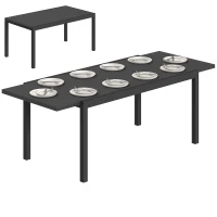 Outsunny Expandable Patio Dining Table for 8-10 People, 60.6"/84.3" Aluminum Outdoor Dining Table with Adjustable Foot Pads(m-9)