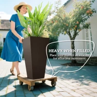 Outsunny 28" Tall Garden Plastic Planters, Outdoor and Indoor Flower Pots, Set of 3 for Entryway, Patio, Yard, Brown(m-4)