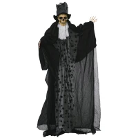 Outsunny 6FT Life Size Halloween Animatronics, Animated Grim Reaper Groom with Sound Motion Activated & Light Up Eyes(m-9)