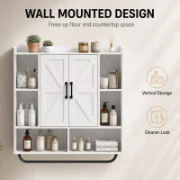 HOMCOM Bathroom Wall Cabinet, Medicine Cabinet Wall Mounted with Open and Hidden Storage Space for Bathroom, White(m-7)