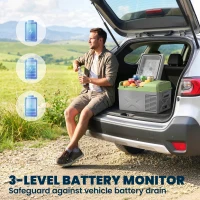 Outsunny 12 Volt Car Refrigerator, 12QT Car Fridge Electric Cooler, 12/24V DC and 110-240V AC, -4℉~68℉, Portable Refrigerator(m-6)