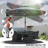 Outsunny 8.5 ft Outdoor Market Table Umbrella, Round Patio Umbrella with Tilt and Crank for Garden, Backyard, Deck, Dark Grey(m-5)