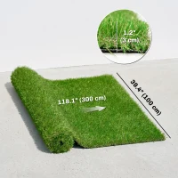 Outsunny Artificial Grass 10' x 3' (30 Square Feet), Fake Grass Turf with UV Protection, Drain Holes for Rain, Green(m-3)