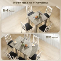 HOMCOM 55" Extendable Dining Table for 4-6, Kitchen Table with Steel Slides and Felt Pads for Small Spaces, Grey(m-4)